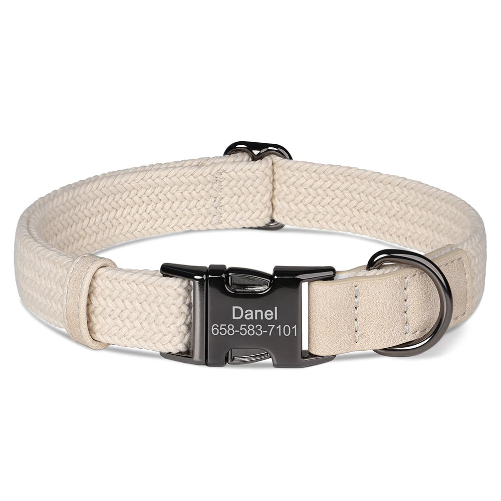 Personalized Adjustable Dog Collar with Custom Nameplate
