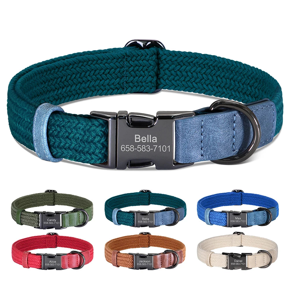 Personalized Adjustable Dog Collar with Custom Nameplate