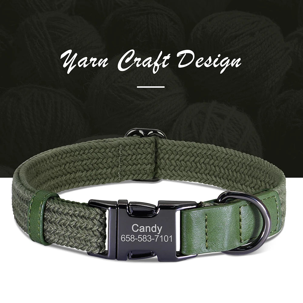 Personalized Adjustable Dog Collar with Custom Nameplate