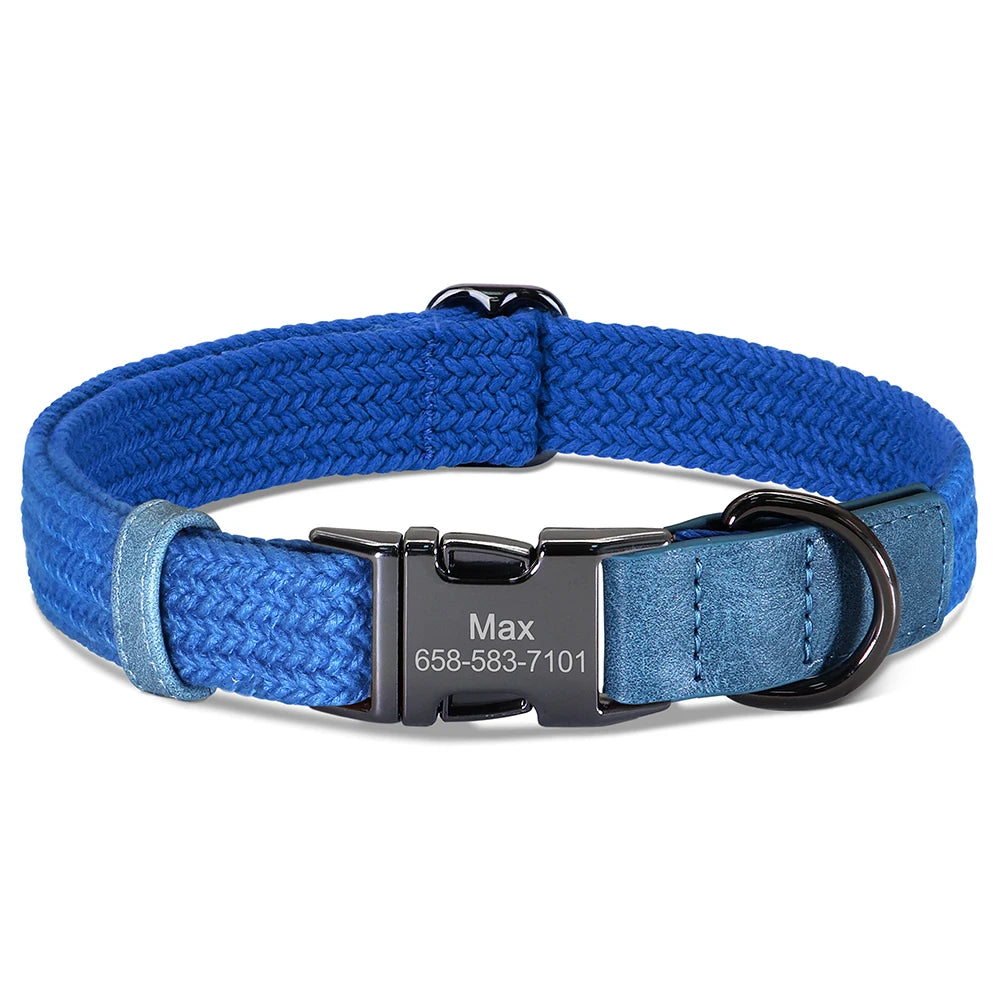 Personalized Adjustable Dog Collar with Custom Nameplate