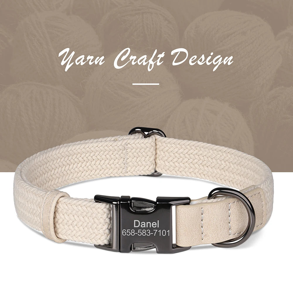 Personalized Adjustable Dog Collar with Custom Nameplate