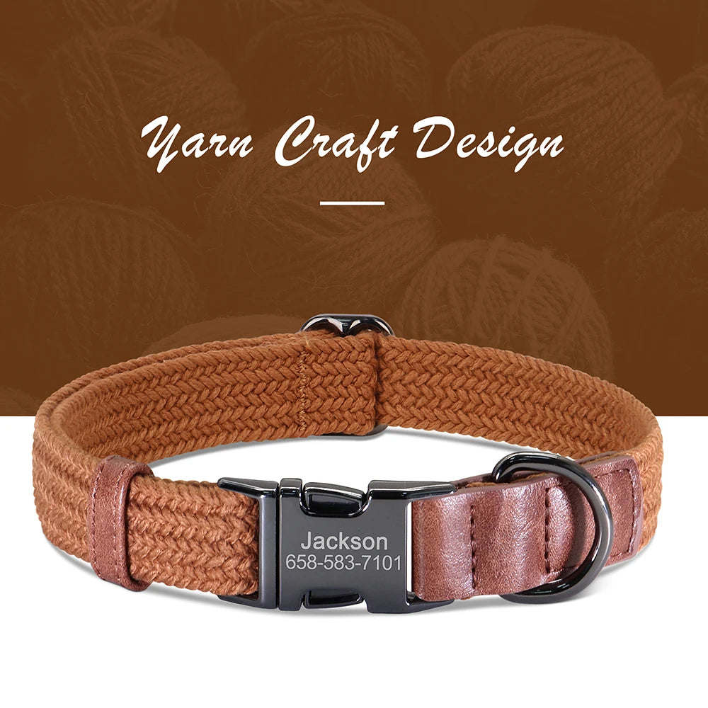 Personalized Adjustable Dog Collar with Custom Nameplate