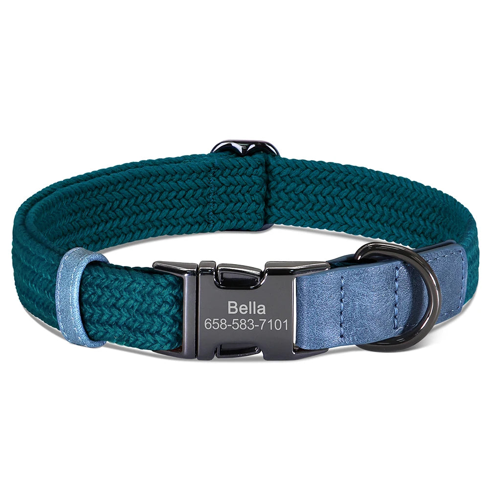Personalized Adjustable Dog Collar with Custom Nameplate