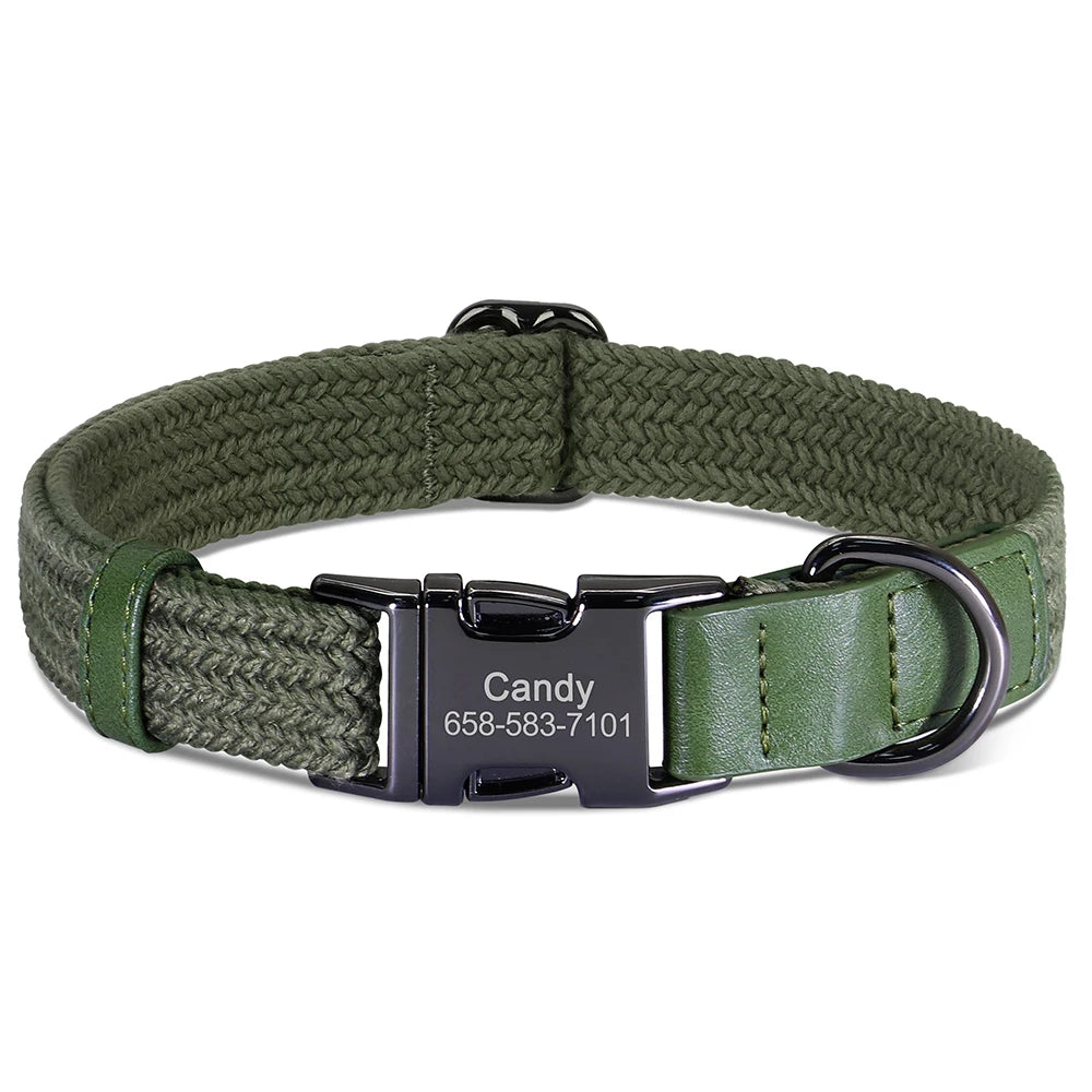 Personalized Adjustable Dog Collar with Custom Nameplate