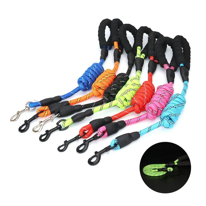 Reflective Rope Dog Leash with Padded Comfort Handle