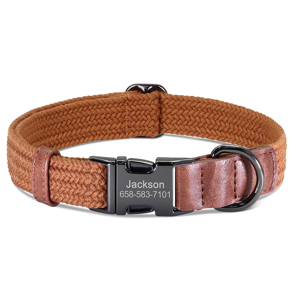 Personalized Adjustable Dog Collar with Custom Nameplate