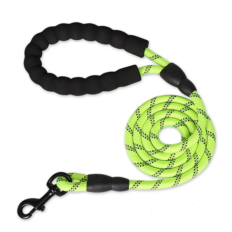 Reflective Rope Dog Leash with Padded Comfort Handle