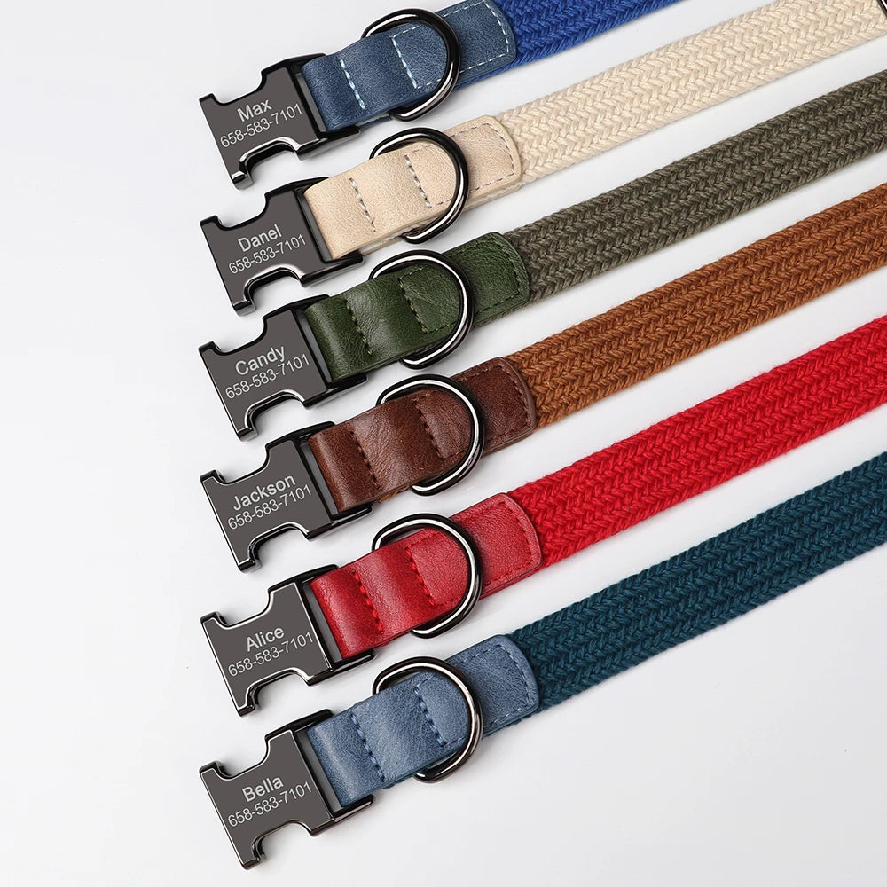 Personalized Adjustable Dog Collar with Custom Nameplate