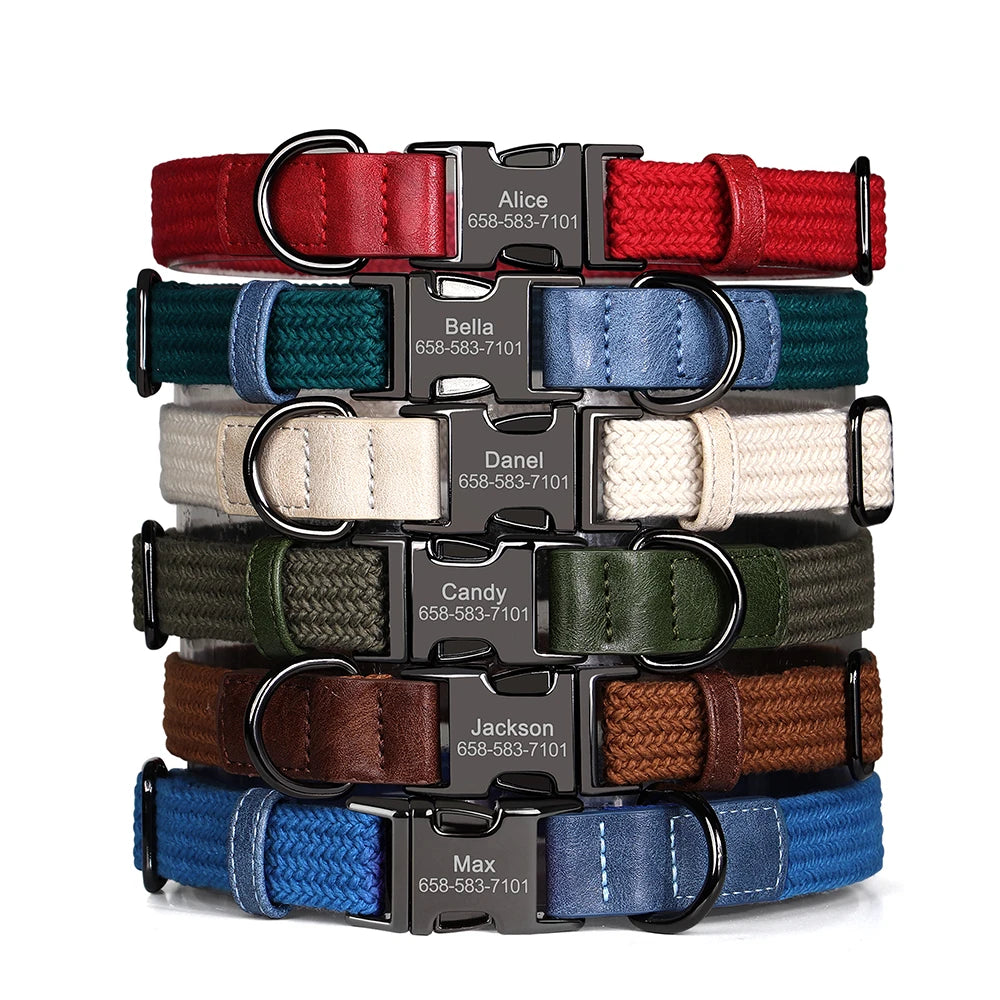 Personalized Adjustable Dog Collar with Custom Nameplate