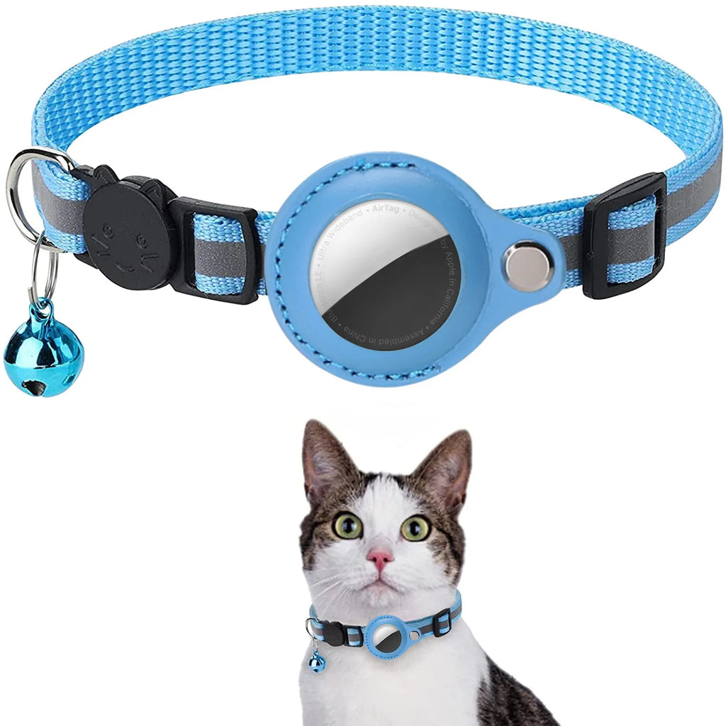 Adjustable Cat Collar with AirTag Holder & Bell