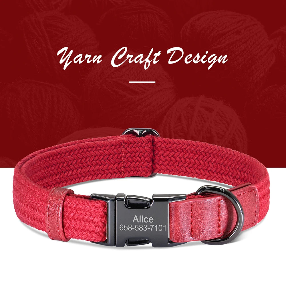 Personalized Adjustable Dog Collar with Custom Nameplate