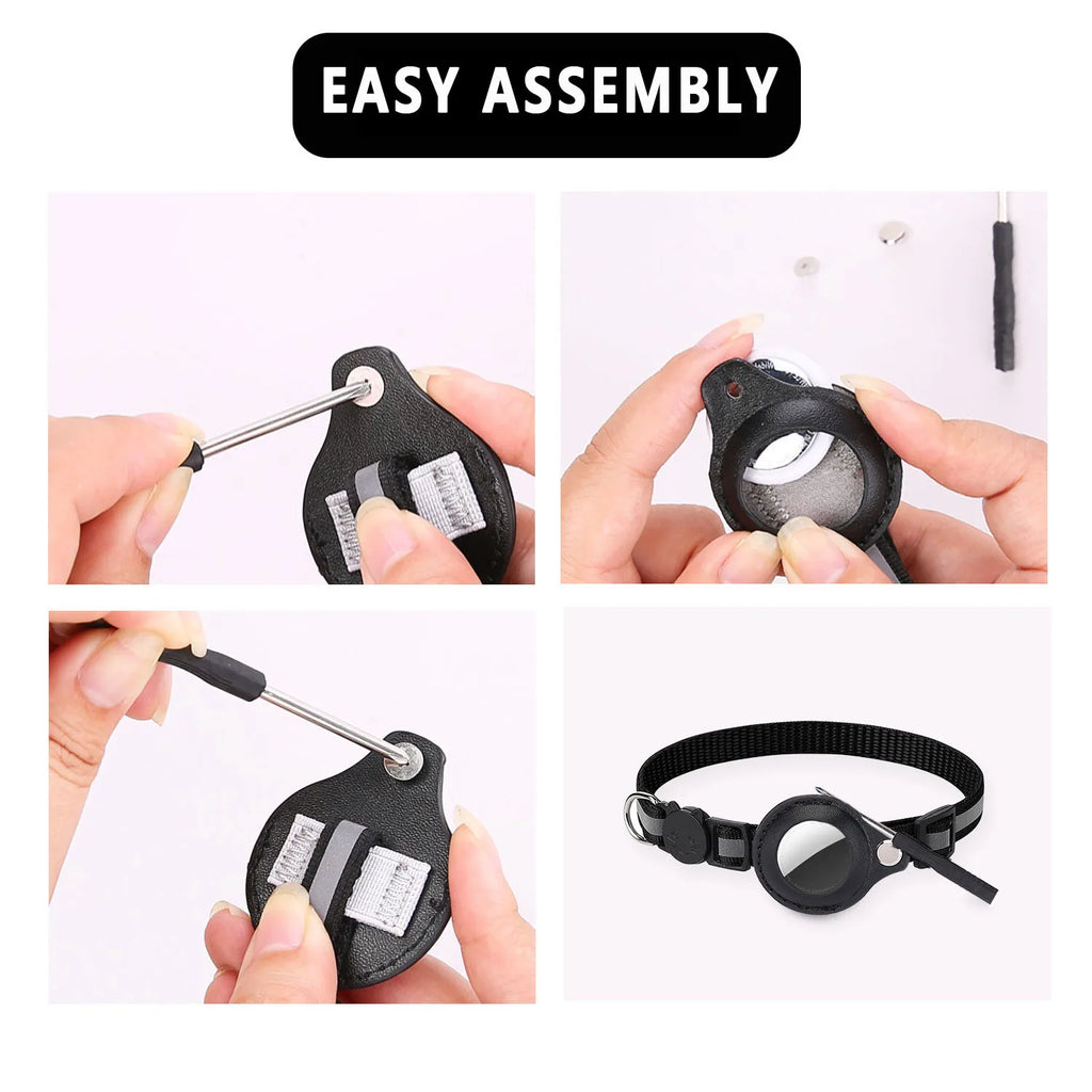 Adjustable Cat Collar with AirTag Holder & Bell