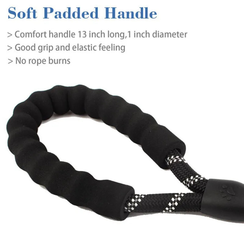 Reflective Rope Dog Leash with Padded Comfort Handle