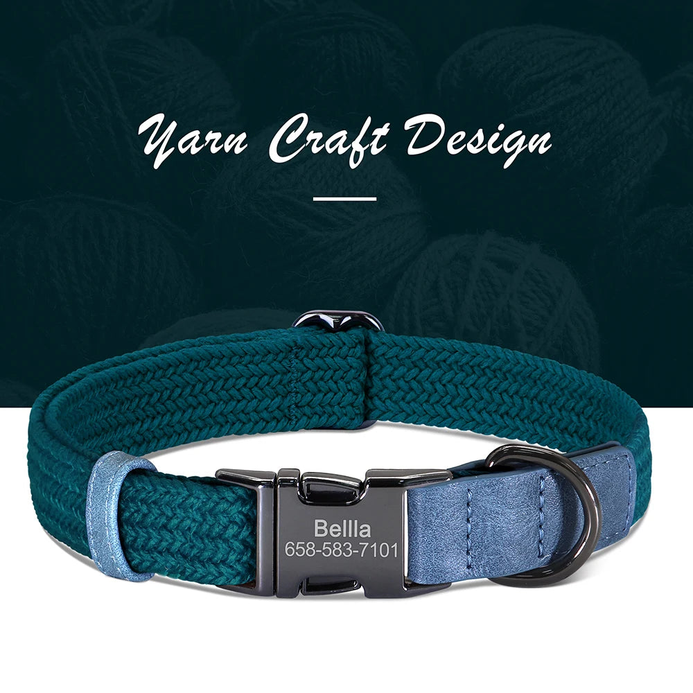 Personalized Adjustable Dog Collar with Custom Nameplate